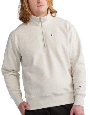 Champion Reverse Weave 1/4 Zip Embroidered C Logo Tröjor Herr Grå | 7429638-DH