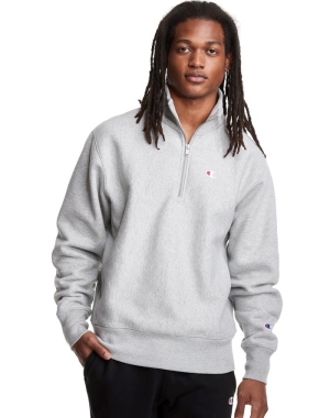 Champion Reverse Weave 1/4 Zip Embroidered C Logo Tröjor Herr Grå | 9325816-JN