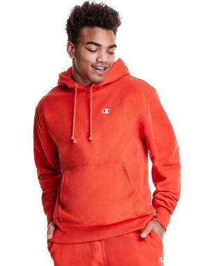 Champion Reverse Weave C Logo Hoodie Herr Orange | 2579603-XO