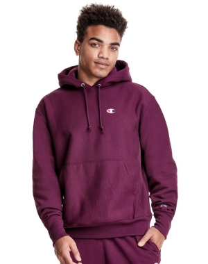 Champion Reverse Weave C Logo Hoodie Herr Mörklila | 3827605-ZI