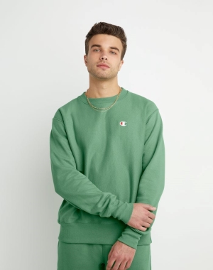 Champion Reverse Weave Crew Tröjor Herr Gröna | 8026593-FG