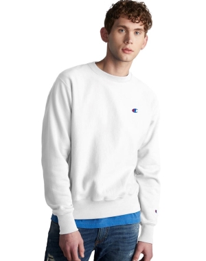 Champion Reverse Weave Crew Tröjor Herr Vita | 8053721-XK