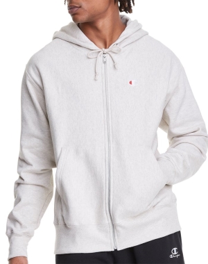 Champion Reverse Weave Full Zip C Logo Hoodie Herr Vita | 6703512-SE