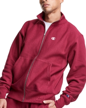 Champion Reverse Weave Full Zip Mock Neck Tröjor Herr Röda | 8962135-RK