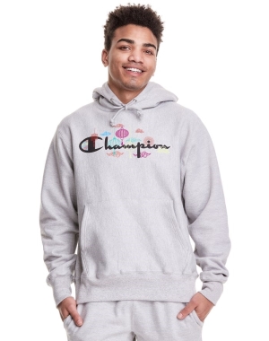 Champion Reverse Weave Lunar New Year Hoodie Herr Grå | 7491283-DV