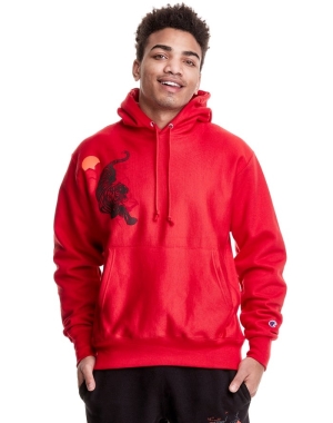 Champion Reverse Weave Sprawling Tiger Hoodie Herr Röda | 9504827-AY