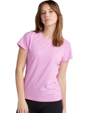 Champion Soft Touch Ruched Side T-shirt Dam Rosa | 4381675-IG