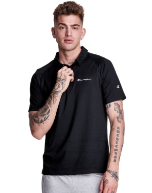 Champion Sport Polo T-shirt Herr Svarta | 1068539-QD