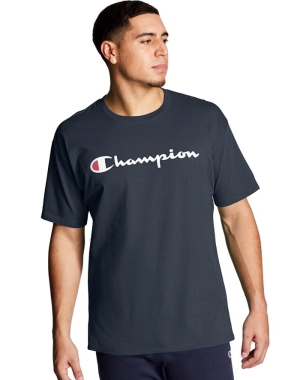 Champion Tryck Jersey Script Logo T-shirt Herr Marinblå | 2351874-OR