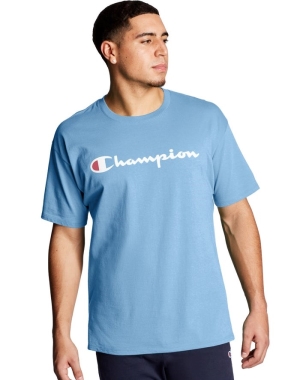 Champion Tryck Jersey Script Logo T-shirt Herr Blå | 4250936-QO