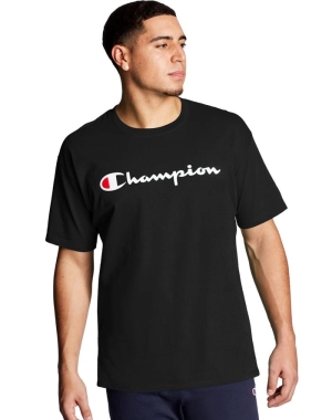 Champion Tryck Jersey Script Logo T-shirt Herr Svarta | 8957604-TY