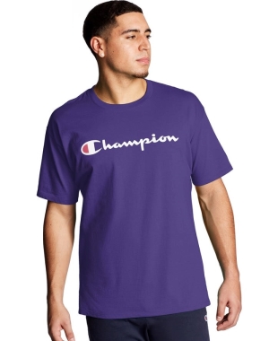 Champion Tryck Jersey Script Logo T-shirt Herr Lila | 9582306-KX