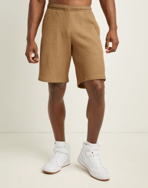 Champion Waffle Shorts Herr Khaki | 4612078-ON