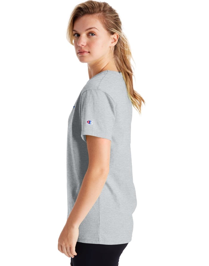 Champion Boyfriend Script Logo T-shirt Dam Grå | 1478659-DK