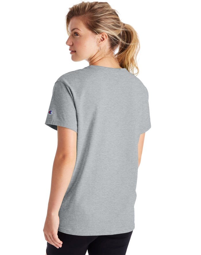 Champion Boyfriend Script Logo T-shirt Dam Grå | 1478659-DK