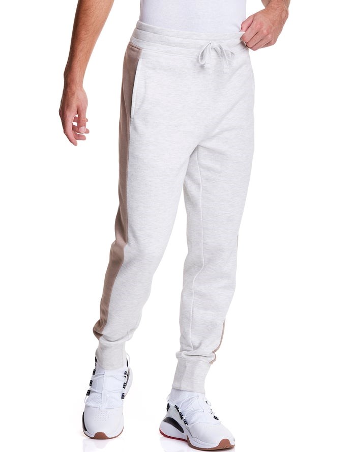 Champion Colorblock Stripe Fleece Sweatpants Herr Vita | 1409675-DC