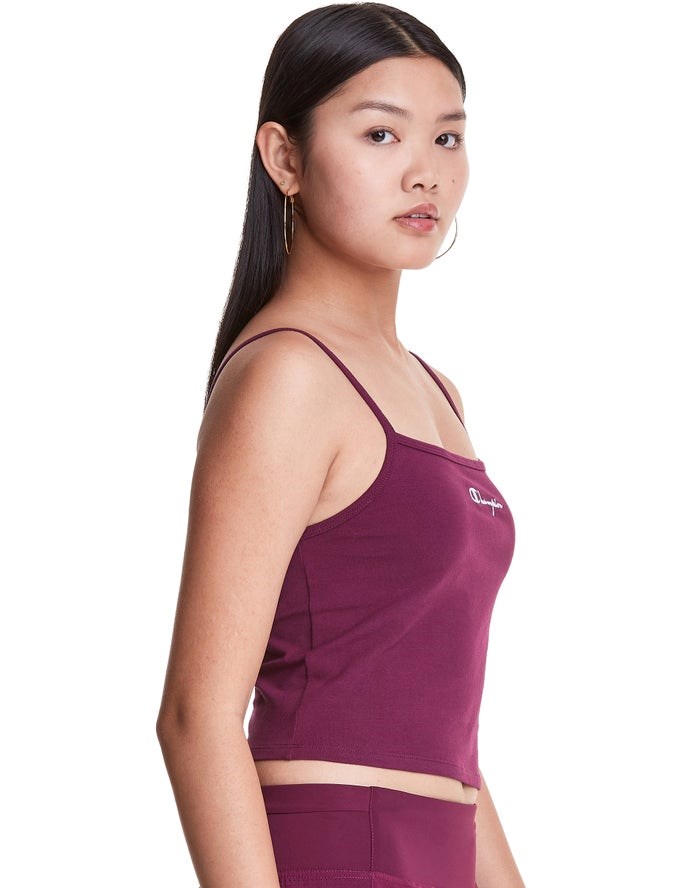 Champion Cropped Cami T-shirt Dam Mörklila | 4861273-AO