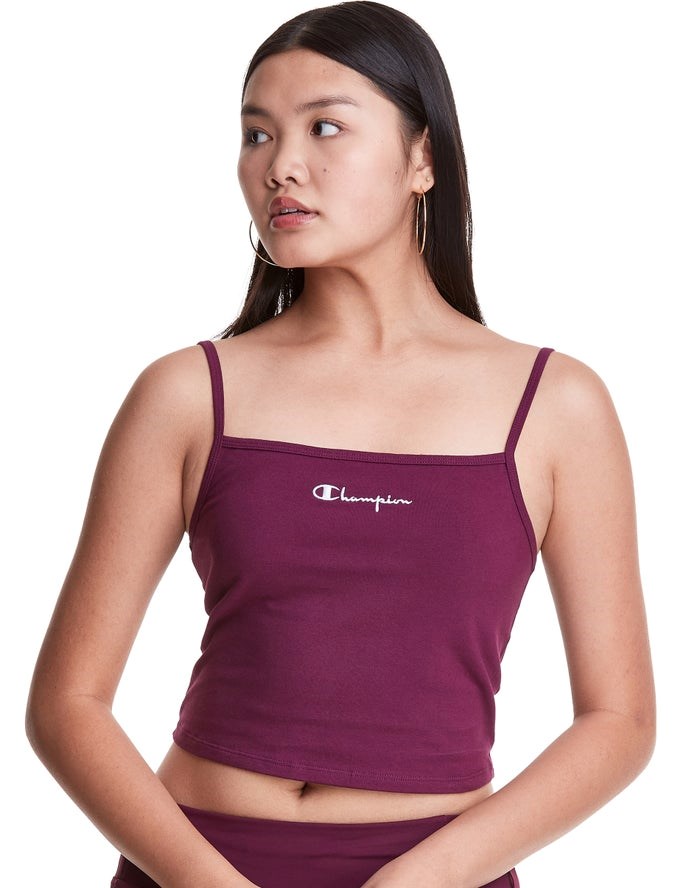 Champion Cropped Cami T-shirt Dam Mörklila | 4861273-AO