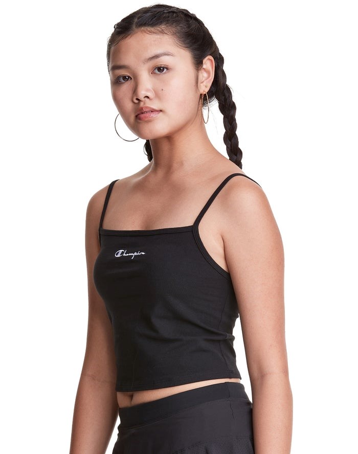 Champion Cropped Cami T-shirt Dam Svarta | 0412973-UG