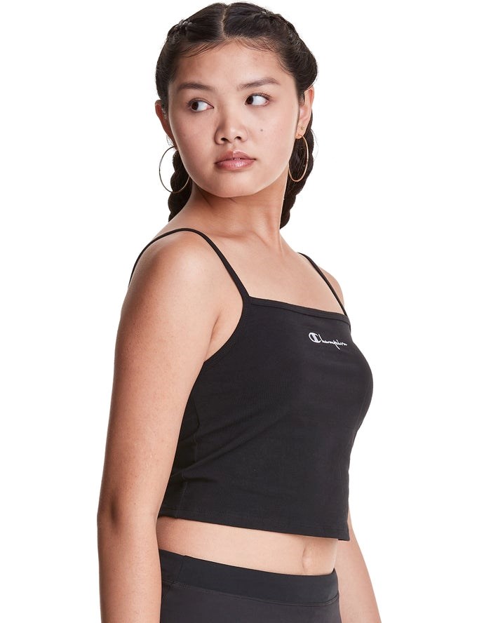 Champion Cropped Cami T-shirt Dam Svarta | 0412973-UG