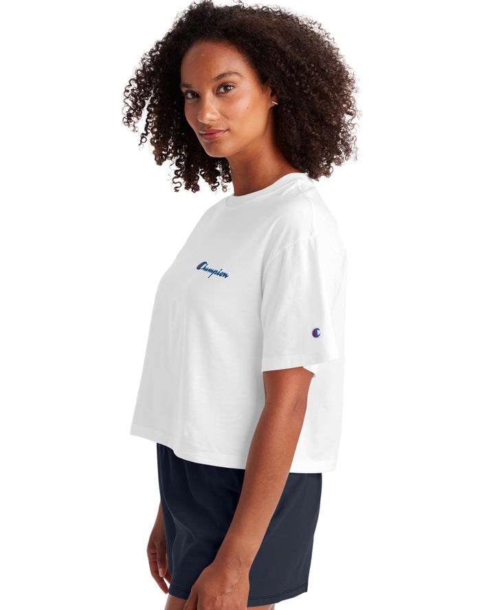 Champion Cropped Script Logo T-shirt Dam Vita | 1685204-DK