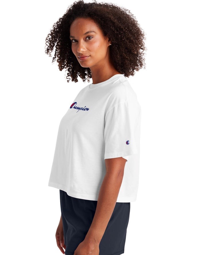 Champion Cropped Script Logo T-shirt Dam Vita | 2539814-UP