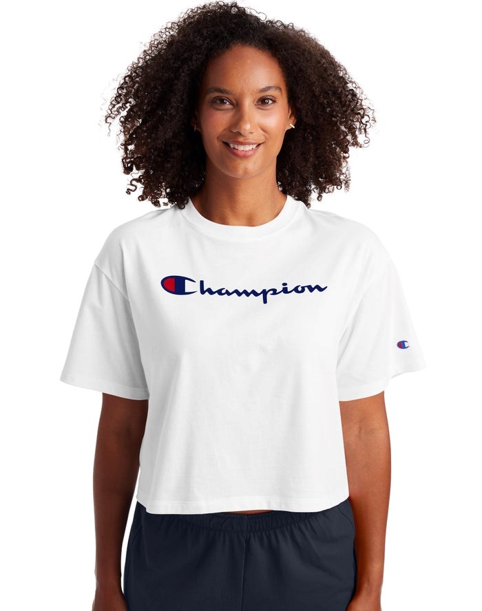 Champion Cropped Script Logo T-shirt Dam Vita | 2539814-UP