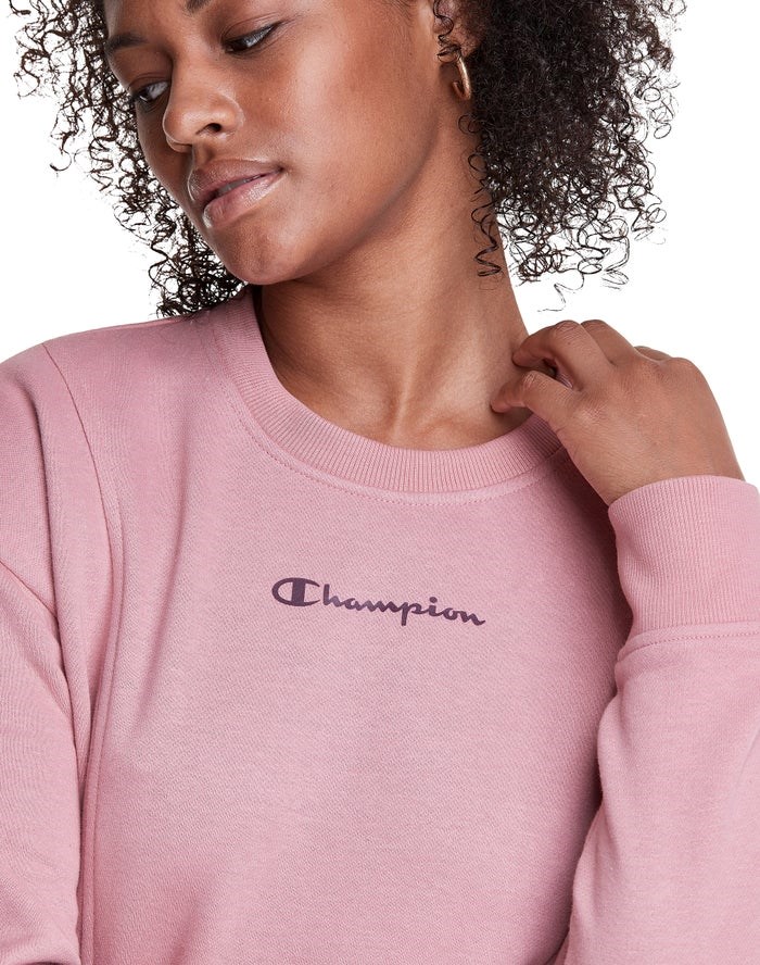 Champion Fleece Crew Tröjor Dam Rosa | 1034529-YI