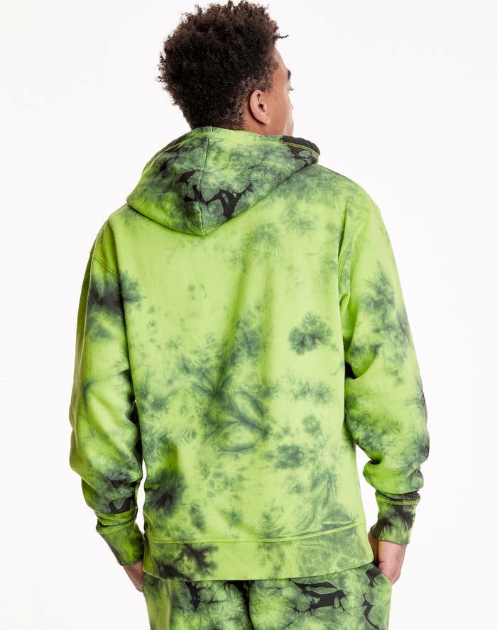 Champion Galaxy Dye Embroidered C & Script Applique Hoodie Herr Gröna Svarta | 2346081-GS