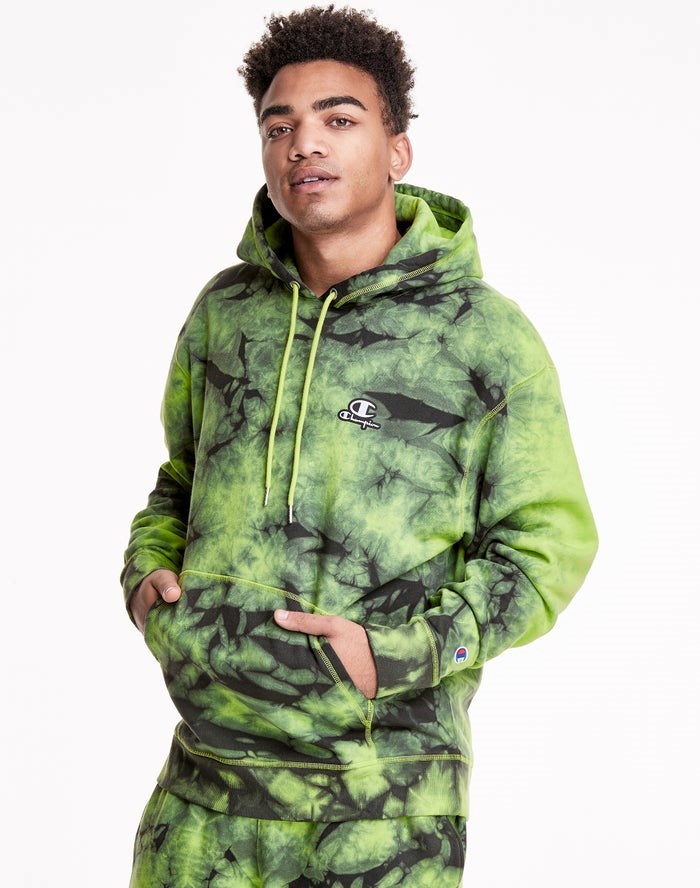 Champion Galaxy Dye Embroidered C & Script Applique Hoodie Herr Gröna Svarta | 2346081-GS