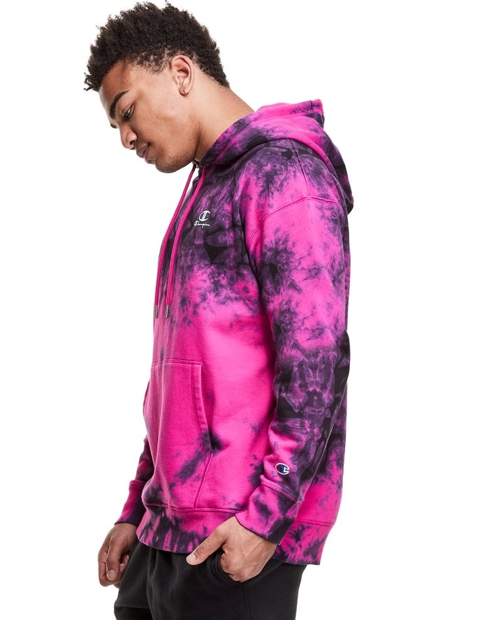 Champion Galaxy Dye Embroidered C & Script Applique Hoodie Herr Rosa Svarta | 5296403-WO