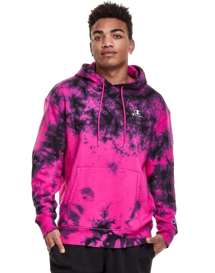 Champion Galaxy Dye Embroidered C & Script Applique Hoodie Herr Rosa Svarta | 5296403-WO