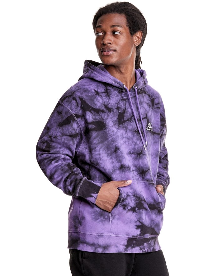 Champion Galaxy Dye Embroidered C & Script Applique Hoodie Herr Lila Svarta | 5792684-UE