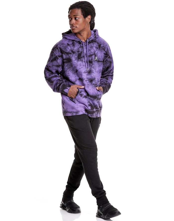 Champion Galaxy Dye Embroidered C & Script Applique Hoodie Herr Lila Svarta | 5792684-UE