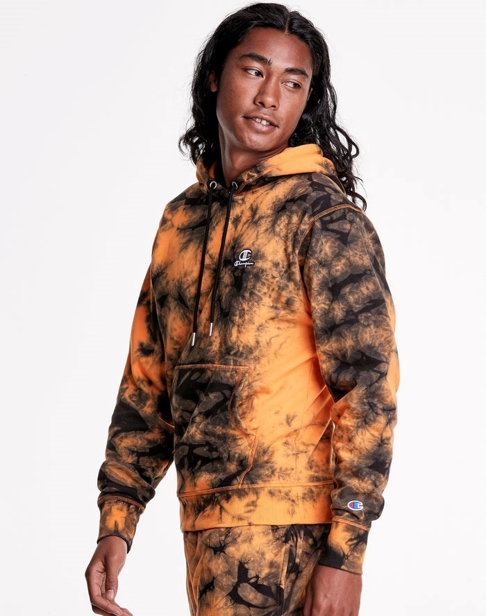 Champion Galaxy Dye Embroidered C & Script Applique Hoodie Herr Orange Svarta | 7092341-NY