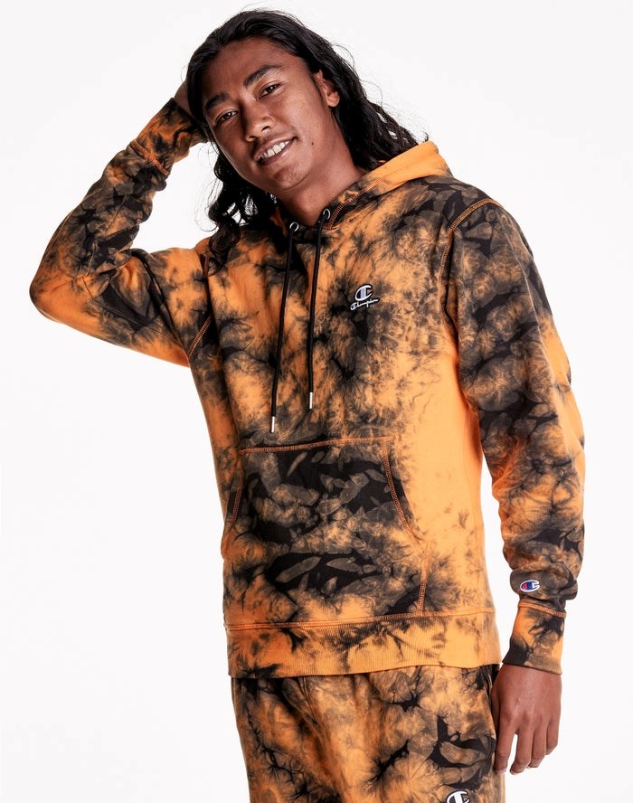 Champion Galaxy Dye Embroidered C & Script Applique Hoodie Herr Orange Svarta | 7092341-NY