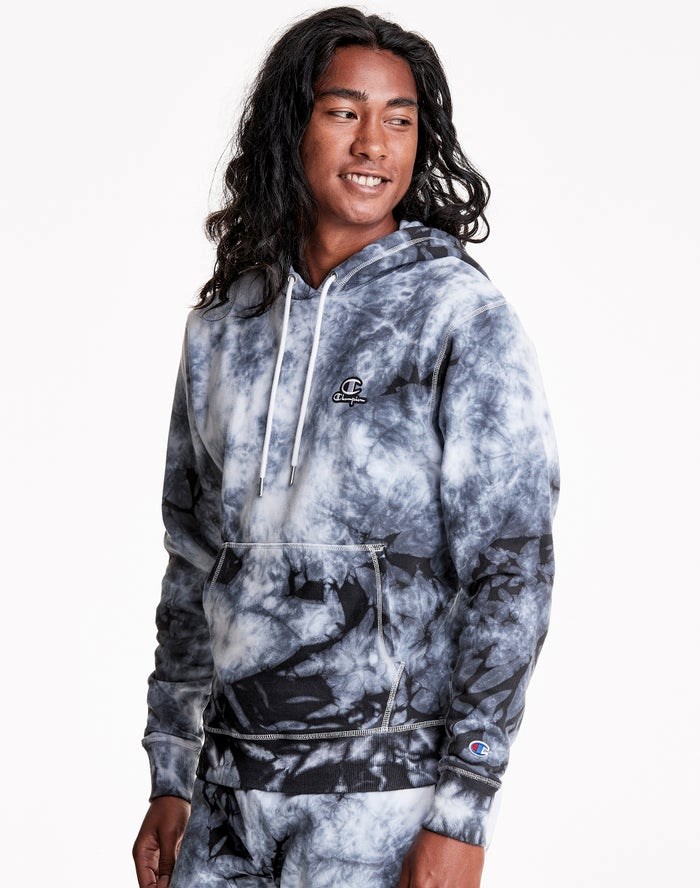 Champion Galaxy Dye Embroidered C & Script Applique Hoodie Herr Vita Svarta | 8123965-NU