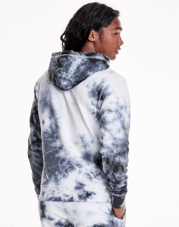 Champion Galaxy Dye Embroidered C & Script Applique Hoodie Herr Vita Svarta | 8123965-NU