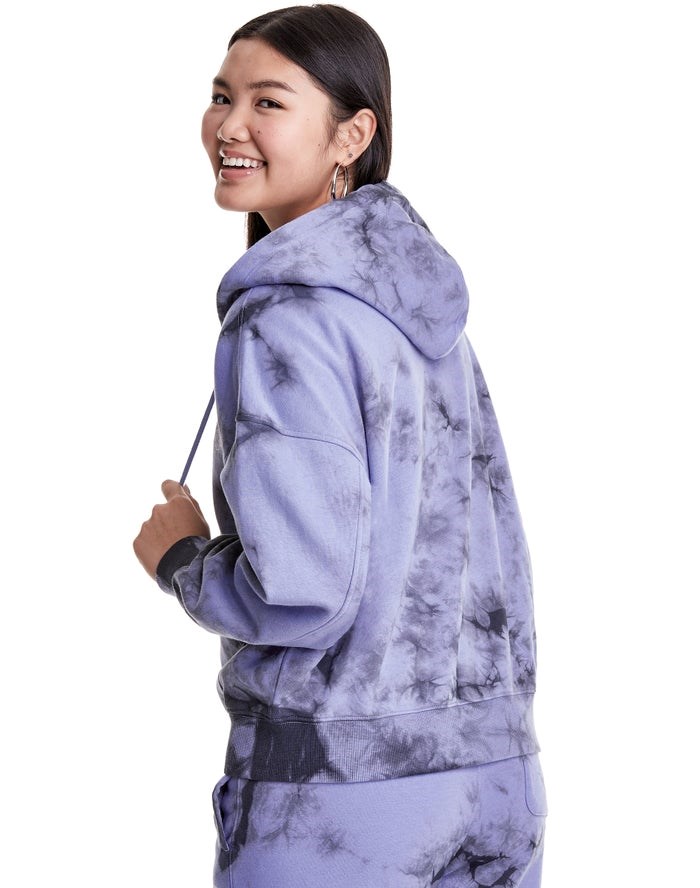 Champion Galaxy Dye Full Zip Boxy C Flower Logo Hoodie Dam Lila | 8694513-HW