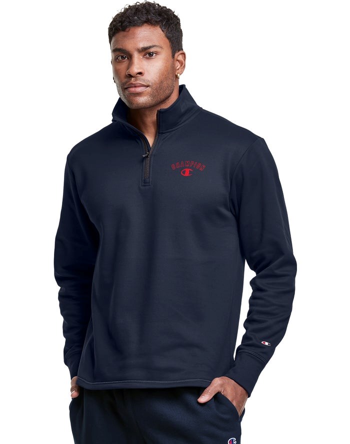 Champion Game Day 1/4 Zip Block Arch Logo Tröjor Herr Marinblå | 1790265-YX