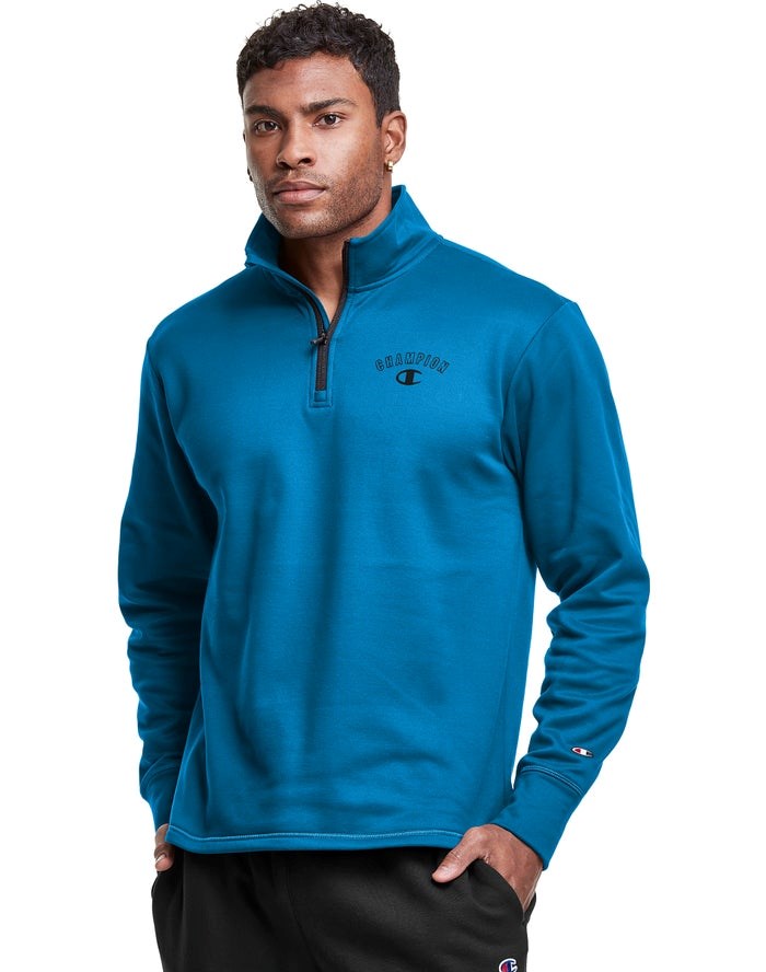 Champion Game Day 1/4 Zip Block Arch Logo Tröjor Herr Blå | 6012598-UC