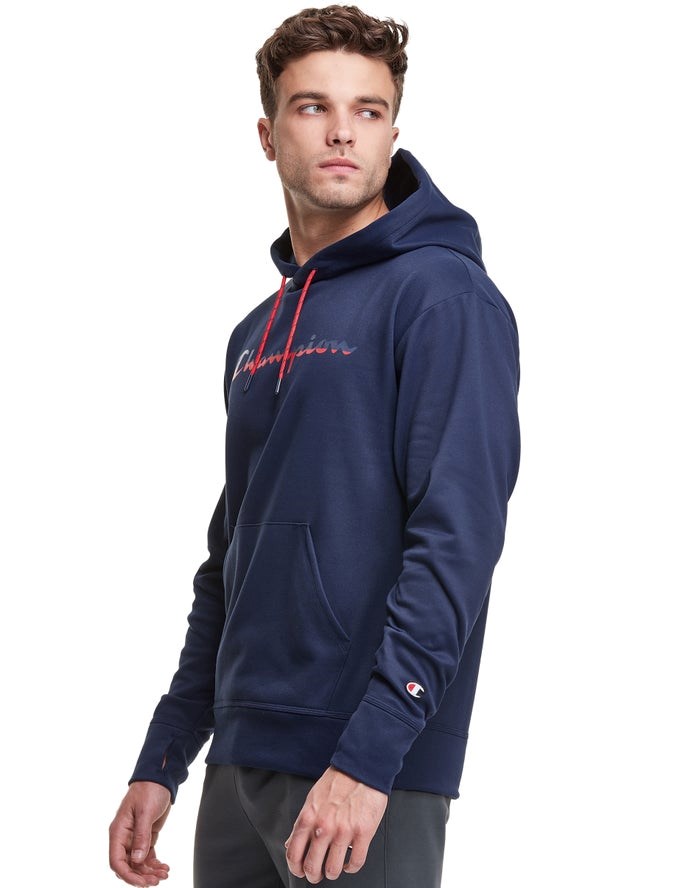 Champion Game Day Script Logo Hoodie Herr Marinblå | 4328509-WT