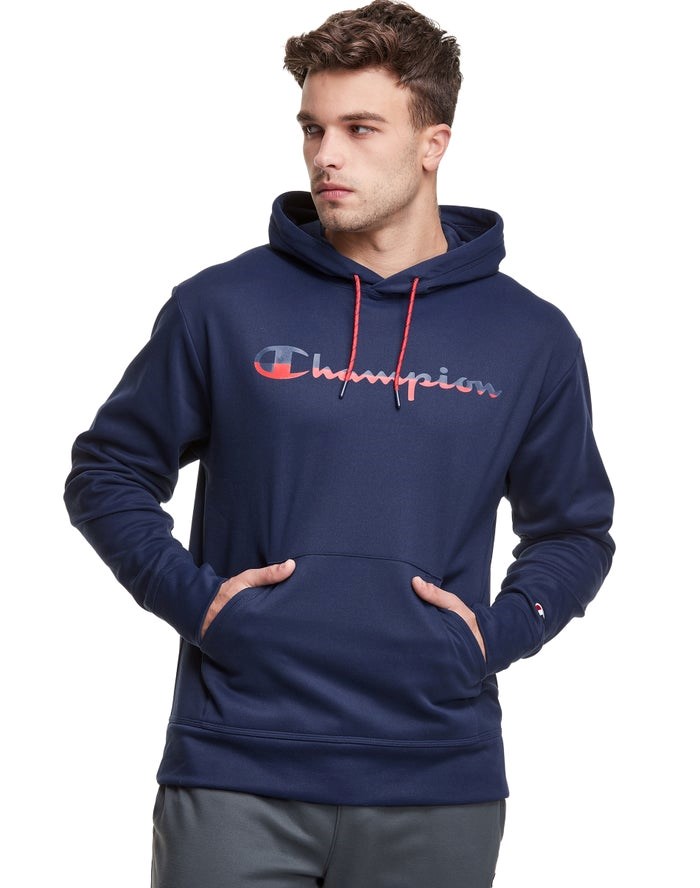 Champion Game Day Script Logo Hoodie Herr Marinblå | 4328509-WT