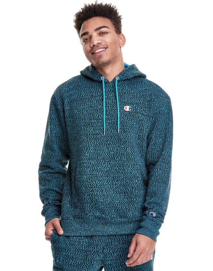 Champion Glitch French Terry Embroidered C Logo Hoodie Herr Blå | 3152408-SQ