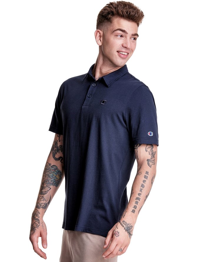 Champion Jersey Polo T-shirt Herr Marinblå | 1069754-VG