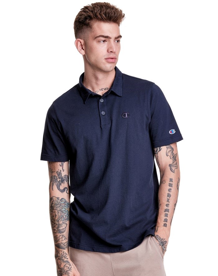 Champion Jersey Polo T-shirt Herr Marinblå | 1069754-VG