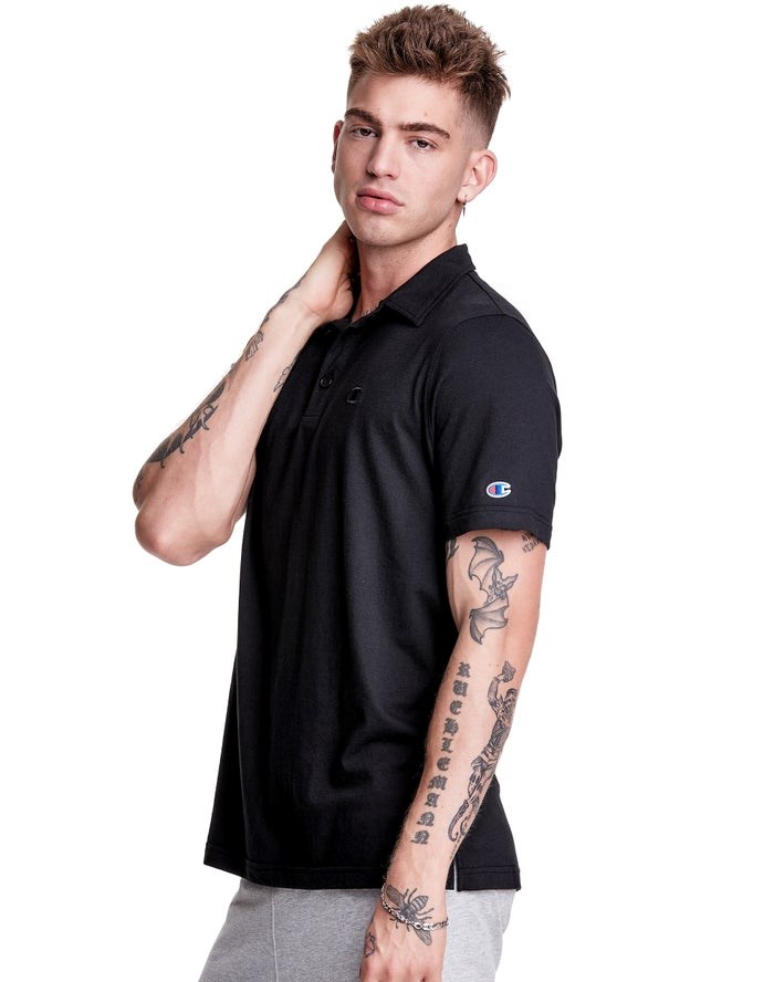 Champion Jersey Polo T-shirt Herr Svarta | 4657023-AK