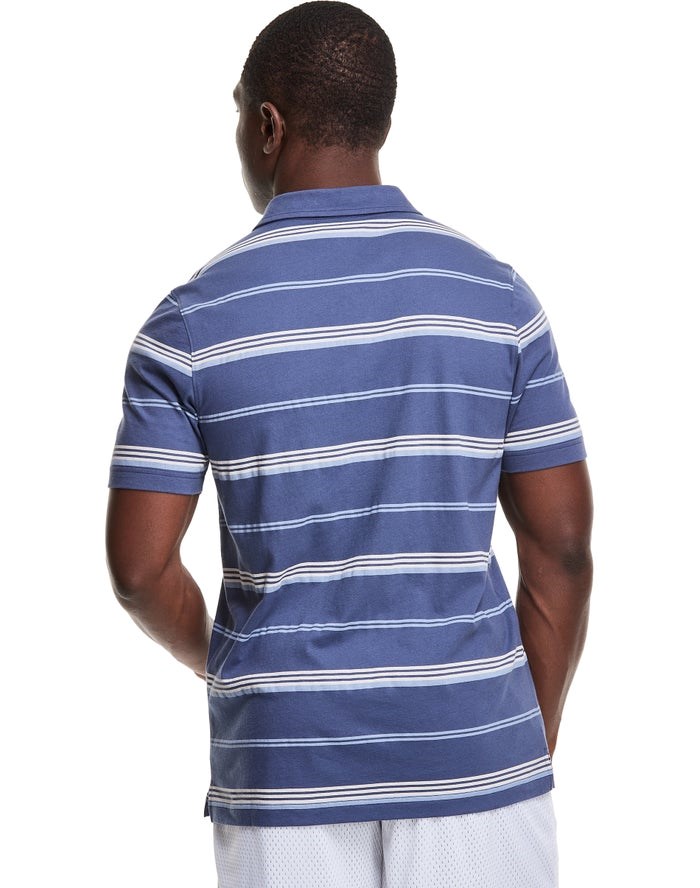 Champion Jersey Stripe Polo T-shirt Herr Blå Vita | 9430718-XY