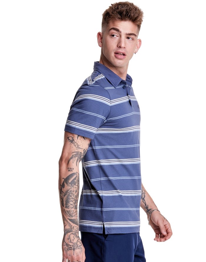 Champion Jersey Stripe Polo T-shirt Herr Blå Vita | 9430718-XY