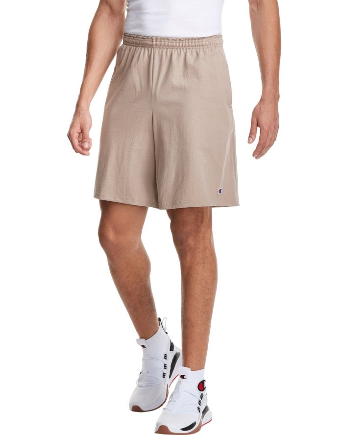 Champion Klassiska Bomull Jersey Shorts Herr Khaki | 6735802-NA